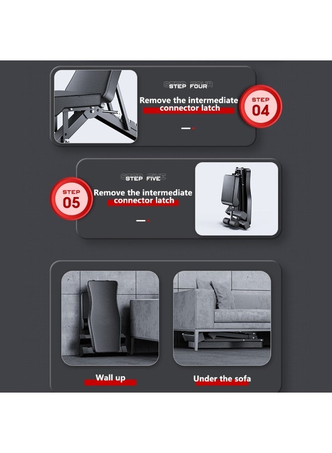 PORIYA Adjustable Weight Bench Abdominal Sit-Up Bench, Multifunctional Foldable Fitness Bench, 7-Level Adjustable, Heavy-Duty Steel Frame, Flat/Incline/Decline, Home Gym Trainer - Image 5